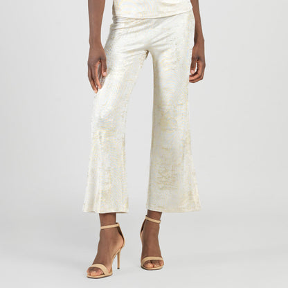 Foil Sheen - Side Slit Ankle Pant - Champagne - Limited Sizes | Clara Sunwoo Best Price