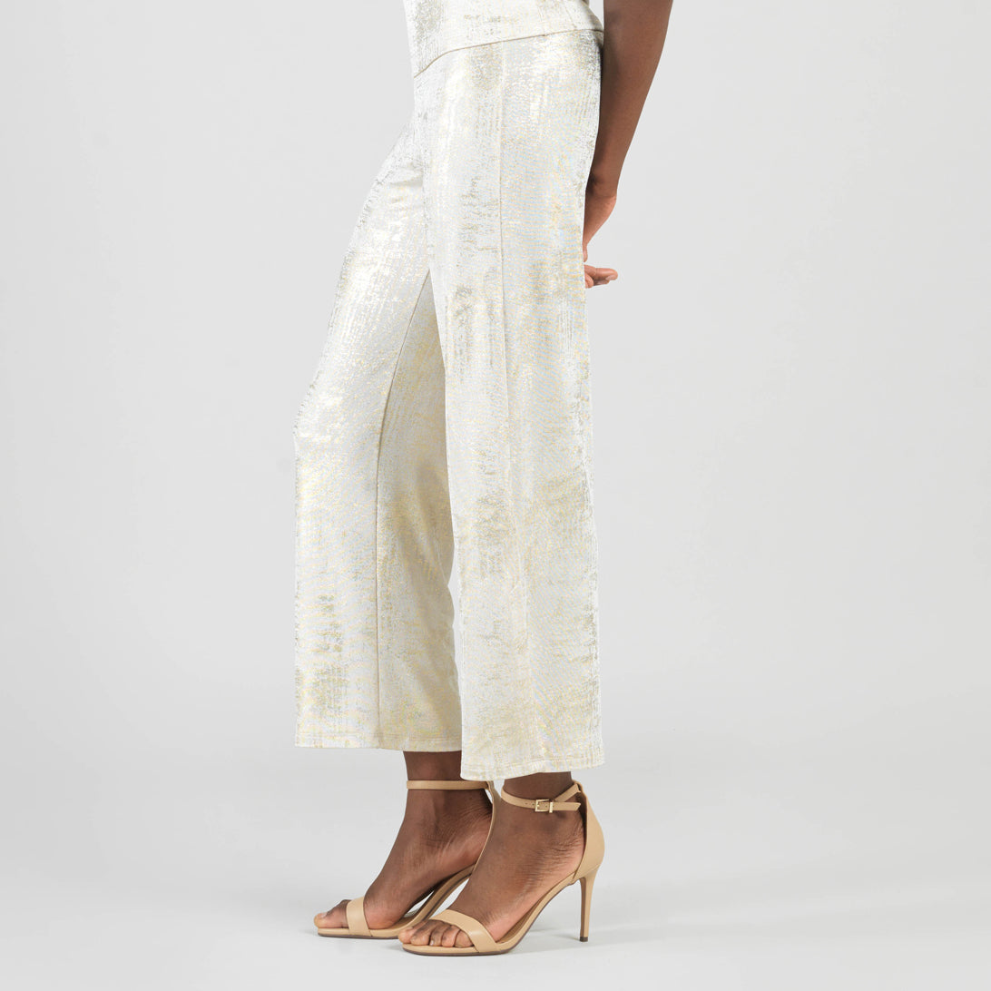 Foil Sheen - Side Slit Ankle Pant - Champagne - Limited Sizes | Clara Sunwoo Best Price