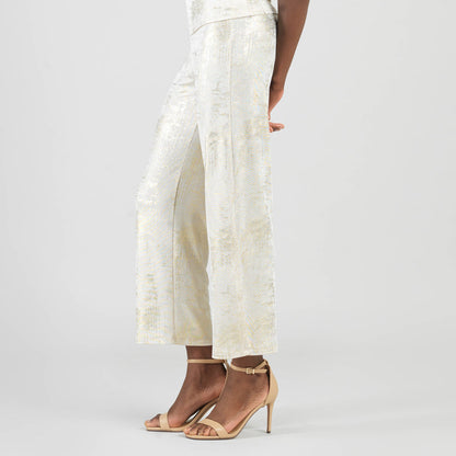 Foil Sheen - Side Slit Ankle Pant - Champagne - Limited Sizes | Clara Sunwoo Best Price