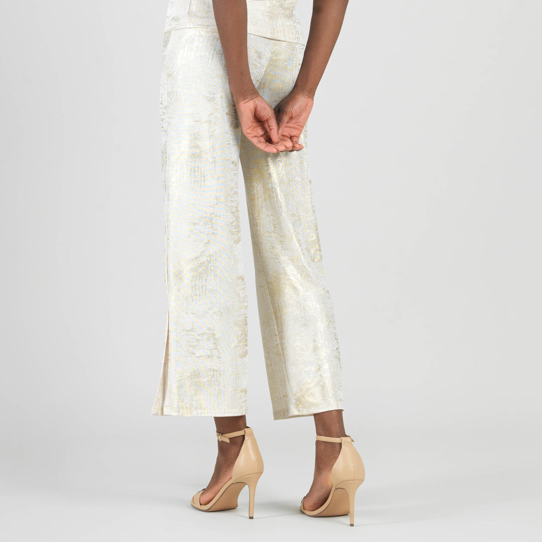 Foil Sheen - Side Slit Ankle Pant - Champagne - Limited Sizes | Clara Sunwoo Best Price