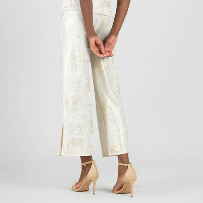 Foil Sheen - Side Slit Ankle Pant - Champagne - Limited Sizes | Clara Sunwoo Best Price