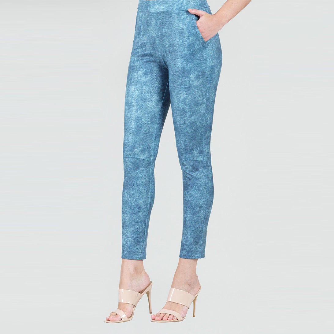 Liquid Leather™ - Textured Skinny Pocket Pant - Denim Print - Final Sale! | Clara Sunwoo Classic