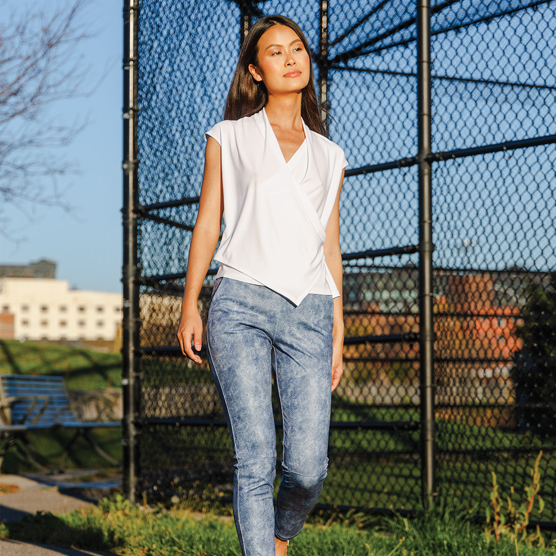Liquid Leather™ - Textured Skinny Pocket Pant - Denim Print - Final Sale! | Clara Sunwoo Classic