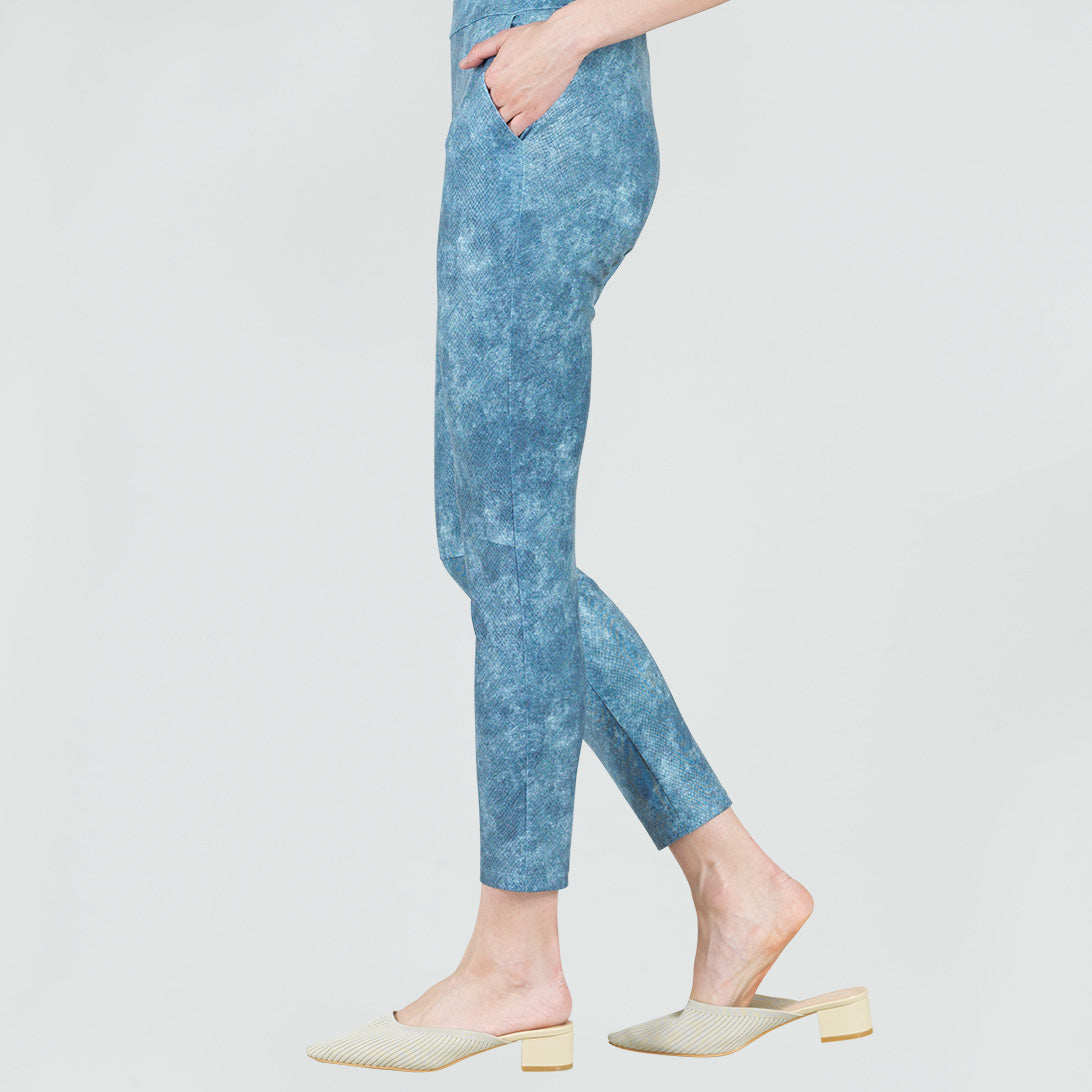 Liquid Leather™ - Textured Skinny Pocket Pant - Denim Print - Final Sale! | Clara Sunwoo Classic