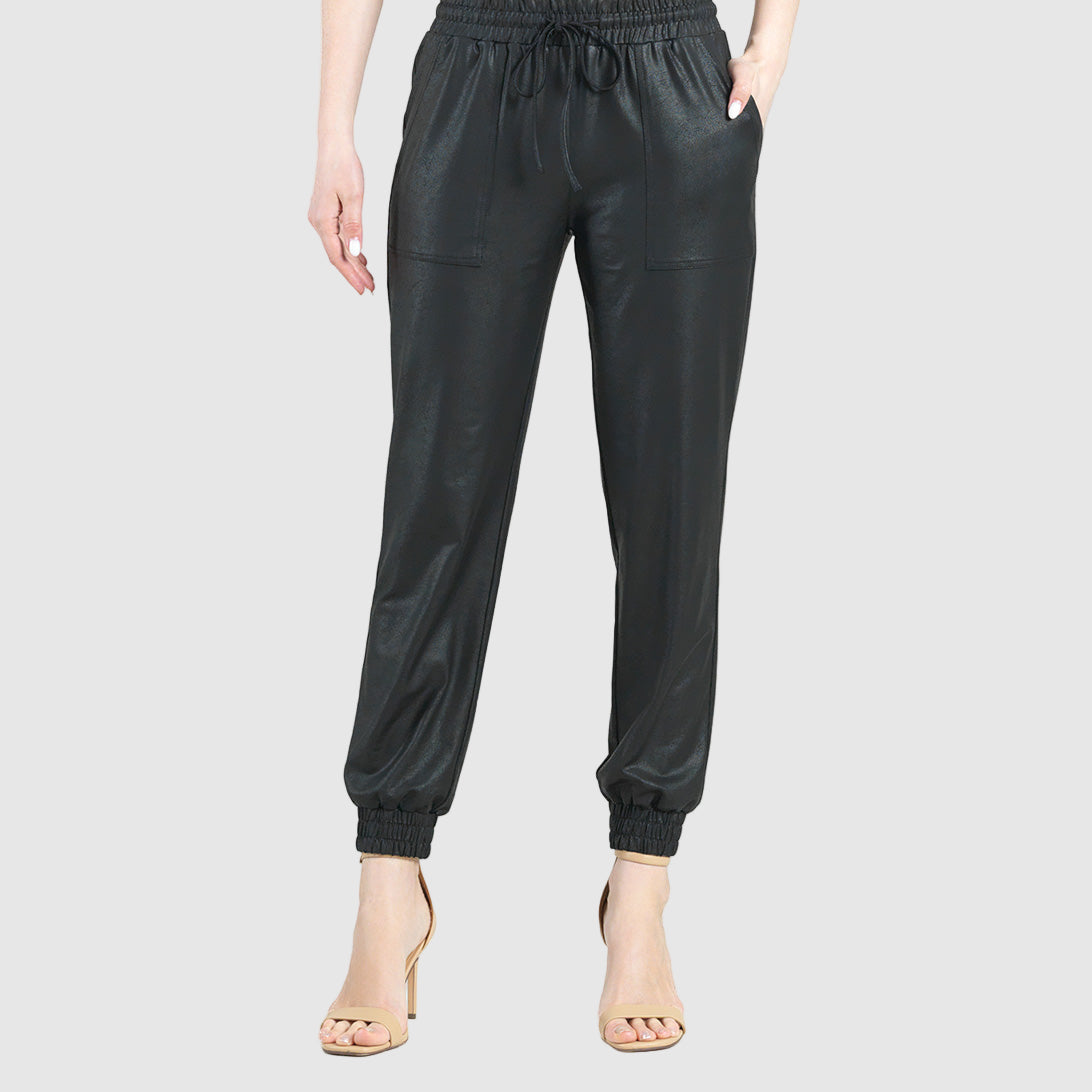 Liquid Leather™ Drawstring Jogger Pant - Black | Clara Sunwoo Trusted