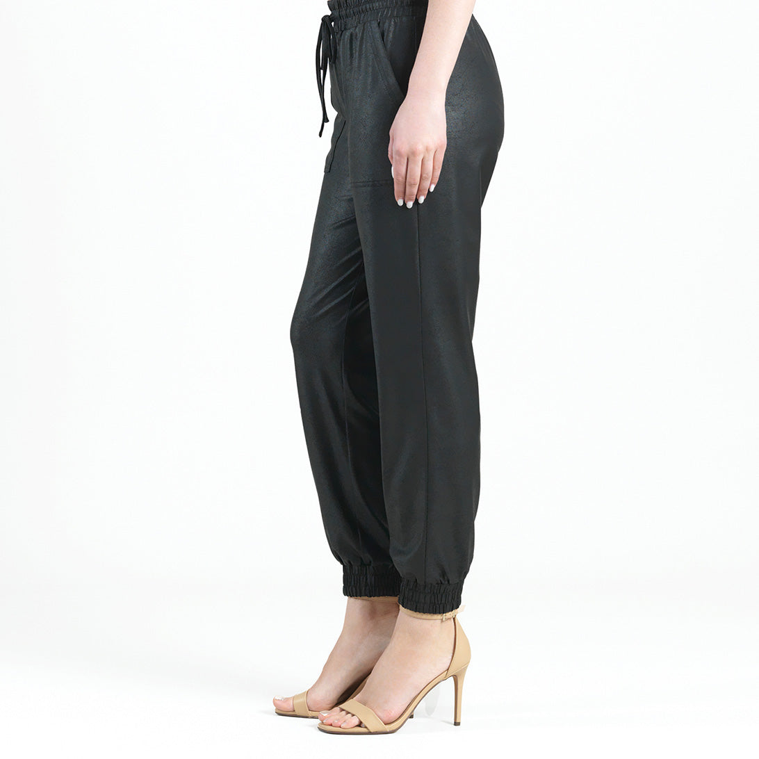 Liquid Leather™ Drawstring Jogger Pant - Black | Clara Sunwoo Trusted