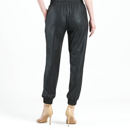 Liquid Leather™ Drawstring Jogger Pant - Black | Clara Sunwoo Trusted