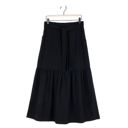 Linen Knit - Tie Waist Tiered Maxi Skirt - Black - Final Sale! | Clara Sunwoo Trusted