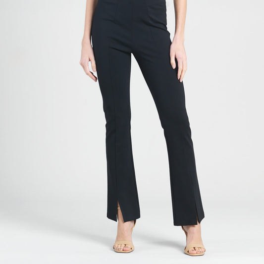 Ponte Knit - Kick Front Slit Pant - Black | Clara Sunwoo Great Value