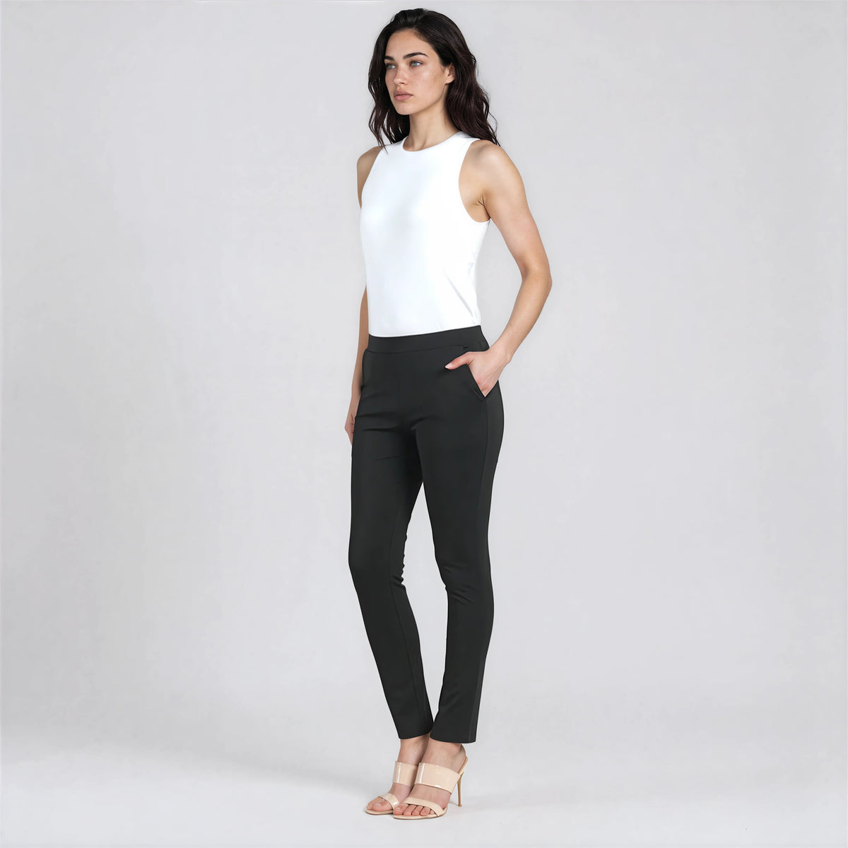 Rayon-Ponte Knit - Straight Leg Pocket Pant - Black - Final Sale | Clara Sunwoo Recommended