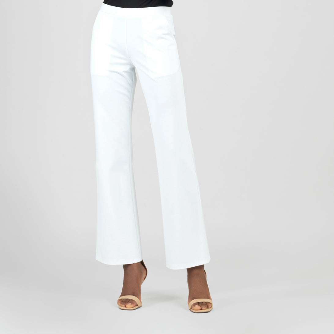 Rayon-Ponte Knit - Loose Leg Pocket Pant - White - Final Sale | Clara Sunwoo Quality
