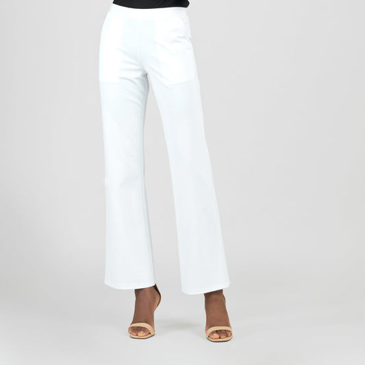 Rayon-Ponte Knit - Loose Leg Pocket Pant - White - Final Sale | Clara Sunwoo Quality