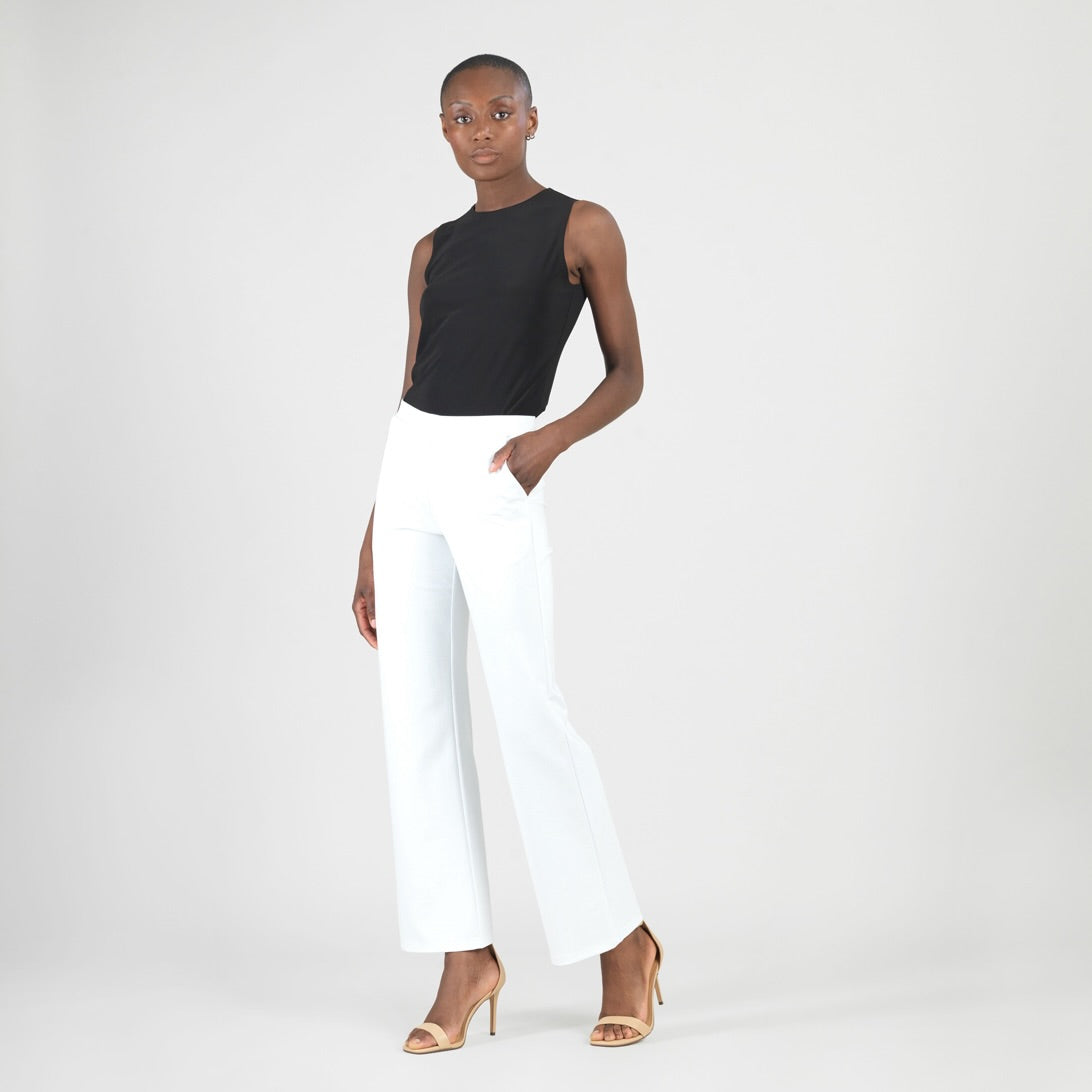 Rayon-Ponte Knit - Loose Leg Pocket Pant - White - Final Sale | Clara Sunwoo Quality