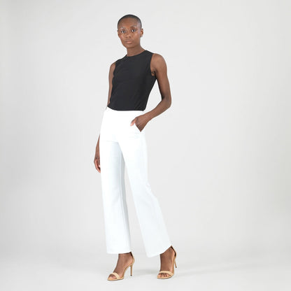 Rayon-Ponte Knit - Loose Leg Pocket Pant - White - Final Sale | Clara Sunwoo Quality
