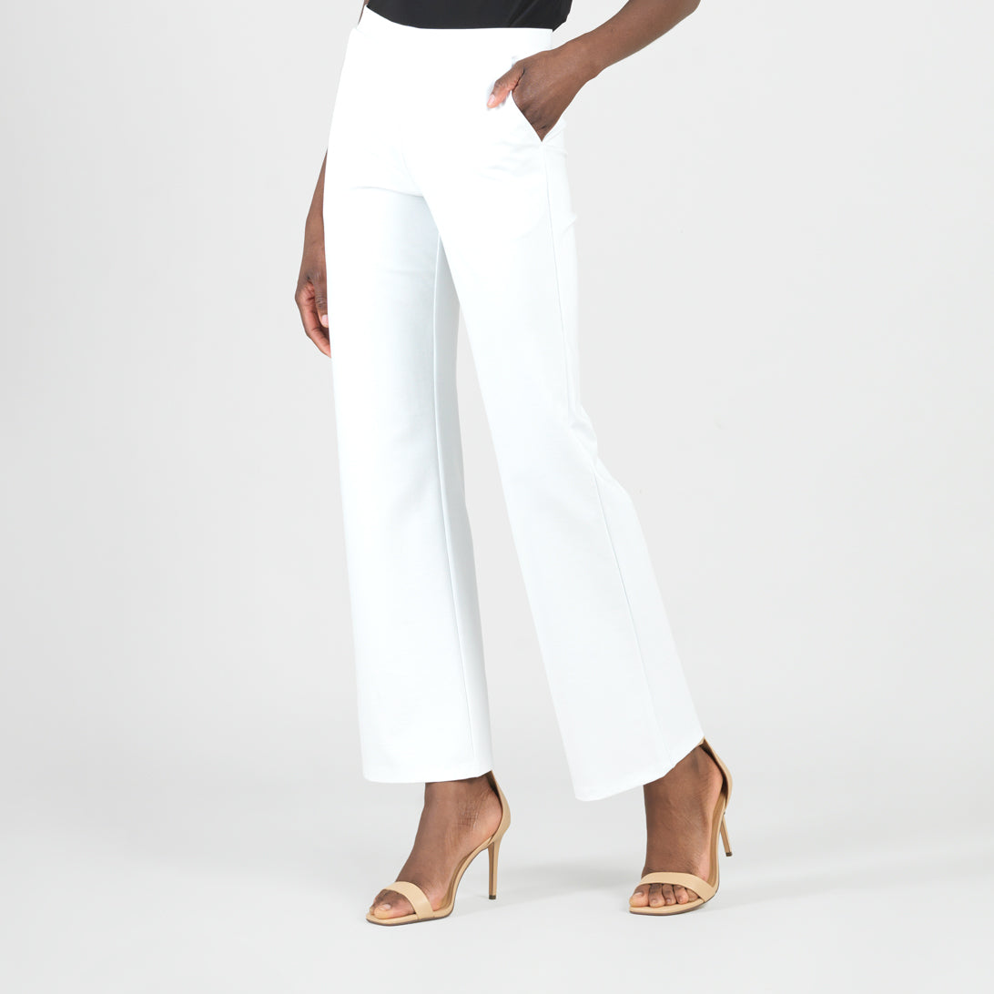 Rayon-Ponte Knit - Loose Leg Pocket Pant - White - Final Sale | Clara Sunwoo Quality