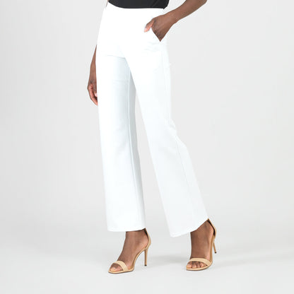 Rayon-Ponte Knit - Loose Leg Pocket Pant - White - Final Sale | Clara Sunwoo Quality