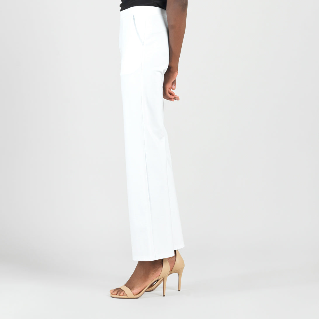 Rayon-Ponte Knit - Loose Leg Pocket Pant - White - Final Sale | Clara Sunwoo Quality