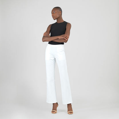 Rayon-Ponte Knit - Loose Leg Pocket Pant - White - Final Sale | Clara Sunwoo Quality