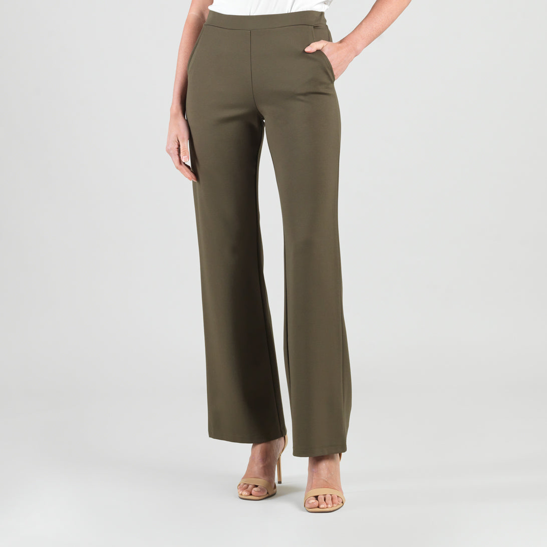 Rayon-Ponte Knit - Loose Leg Pocket Pant - Olive | Clara Sunwoo Discount