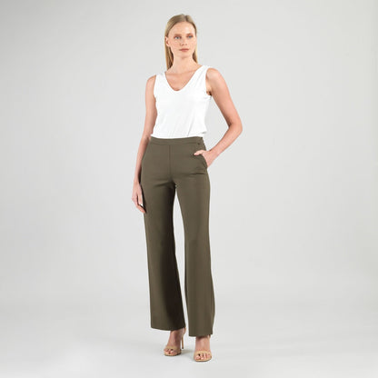 Rayon-Ponte Knit - Loose Leg Pocket Pant - Olive | Clara Sunwoo Discount