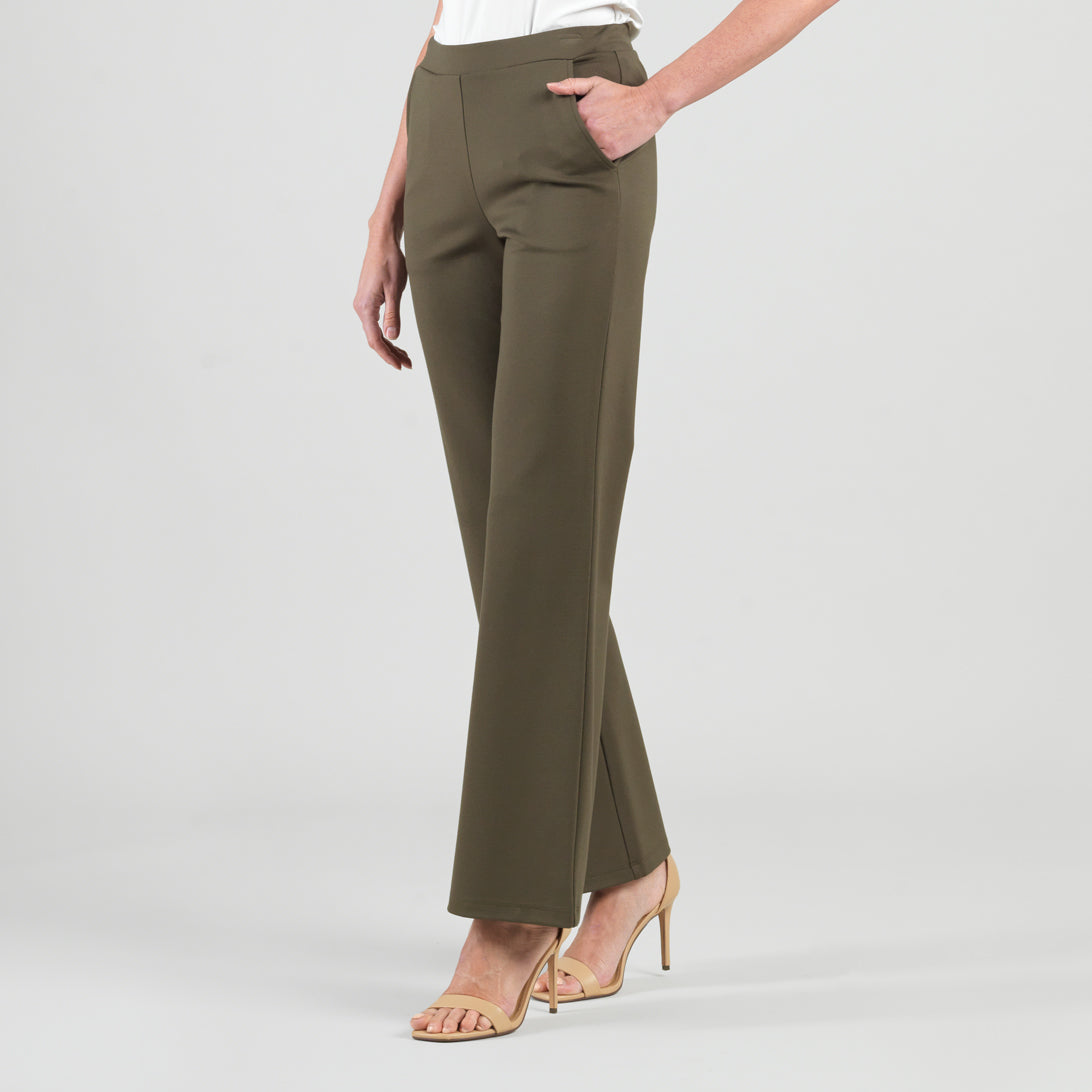 Rayon-Ponte Knit - Loose Leg Pocket Pant - Olive | Clara Sunwoo Discount
