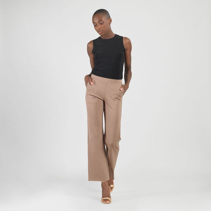 Rayon-Ponte Knit - Loose Leg Pocket Pant - Taupe - Limited Sizes | Clara Sunwoo Exclusive
