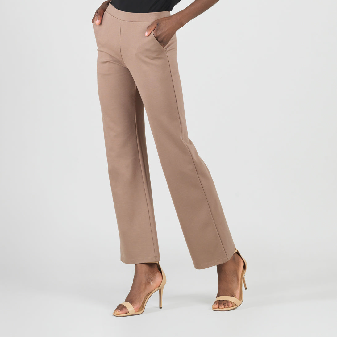 Rayon-Ponte Knit - Loose Leg Pocket Pant - Taupe - Limited Sizes | Clara Sunwoo Exclusive
