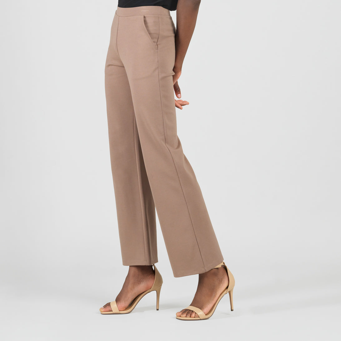 Rayon-Ponte Knit - Loose Leg Pocket Pant - Taupe - Limited Sizes | Clara Sunwoo Exclusive