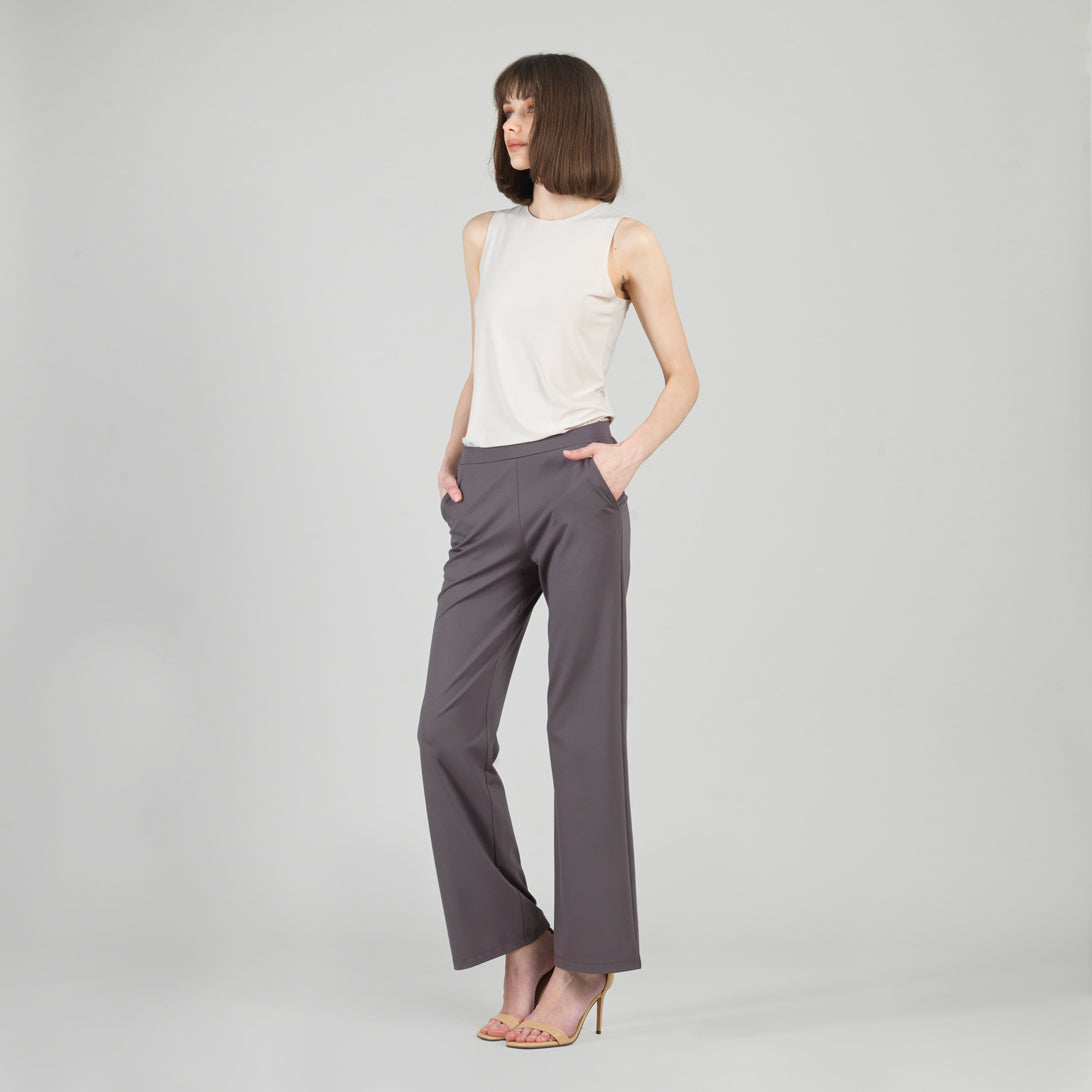 Rayon-Ponte Knit - Loose Leg Pocket Pant - Mocha - Limited Sizes | Clara Sunwoo Featured