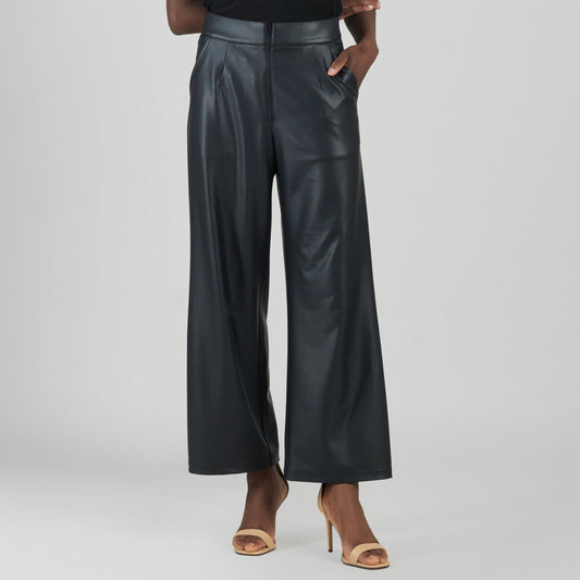 Liquid Leather™ - Sheen Zip Closure Loose Leg Pocket Pant - Black | Clara Sunwoo Popular