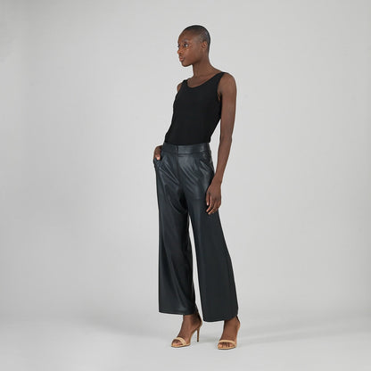 Liquid Leather™ - Sheen Zip Closure Loose Leg Pocket Pant - Black | Clara Sunwoo Popular