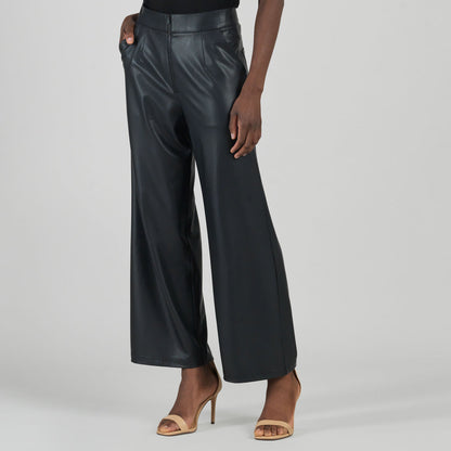 Liquid Leather™ - Sheen Zip Closure Loose Leg Pocket Pant - Black | Clara Sunwoo Popular