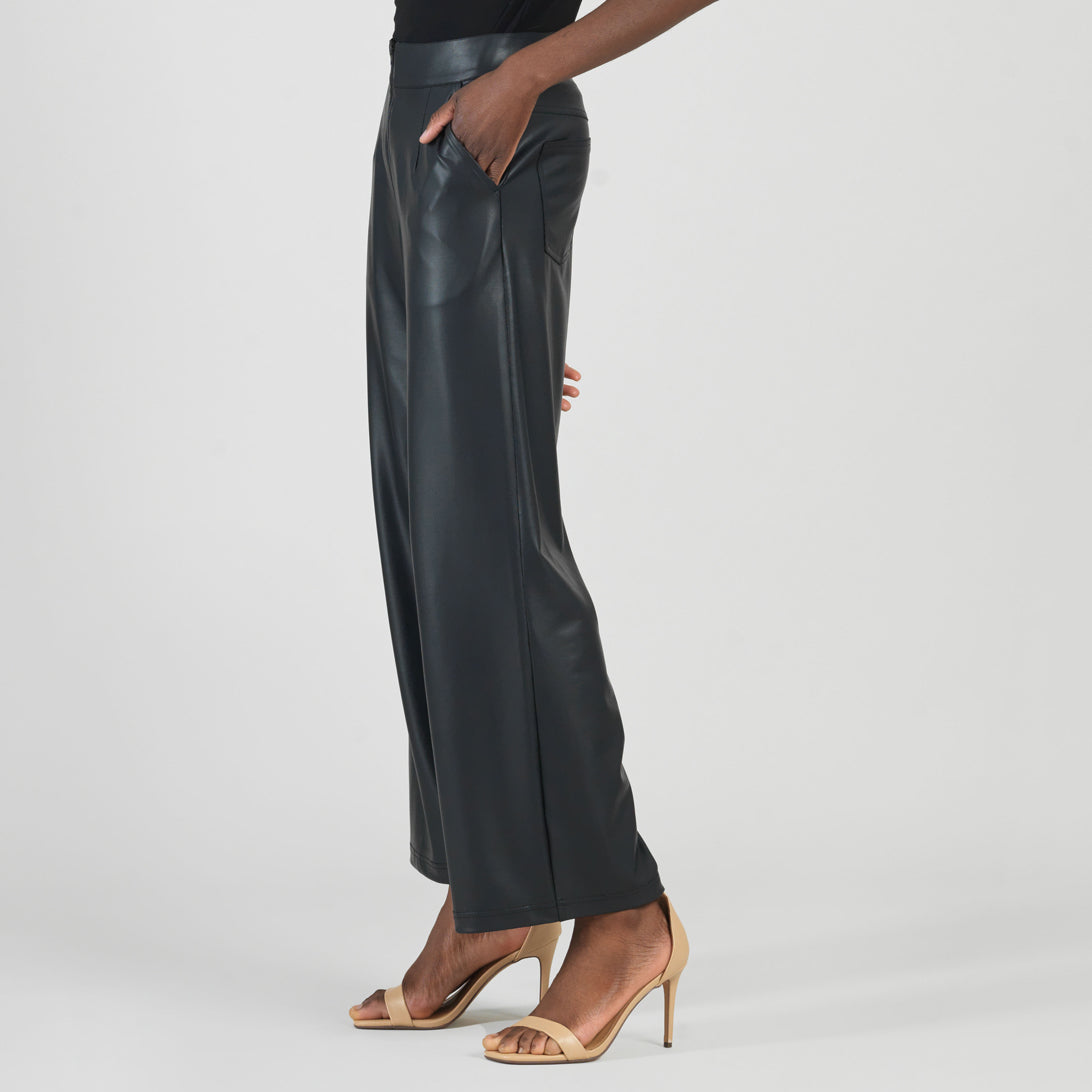 Liquid Leather™ - Sheen Zip Closure Loose Leg Pocket Pant - Black | Clara Sunwoo Popular