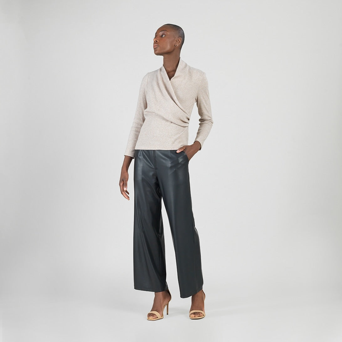Liquid Leather™ - Sheen Zip Closure Loose Leg Pocket Pant - Black | Clara Sunwoo Popular