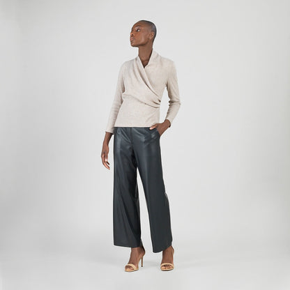 Liquid Leather™ - Sheen Zip Closure Loose Leg Pocket Pant - Black | Clara Sunwoo Popular
