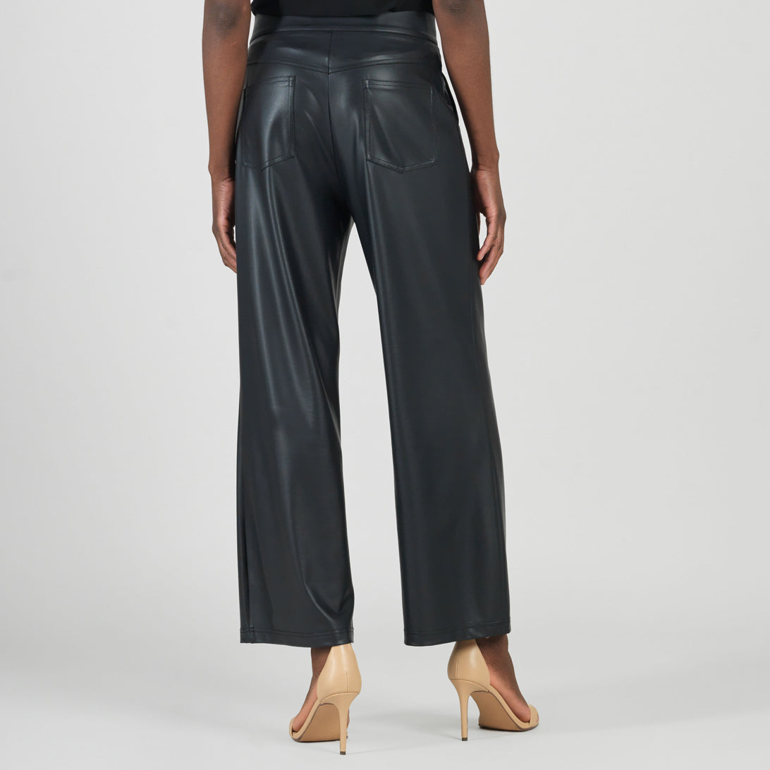 Liquid Leather™ - Sheen Zip Closure Loose Leg Pocket Pant - Black | Clara Sunwoo Popular