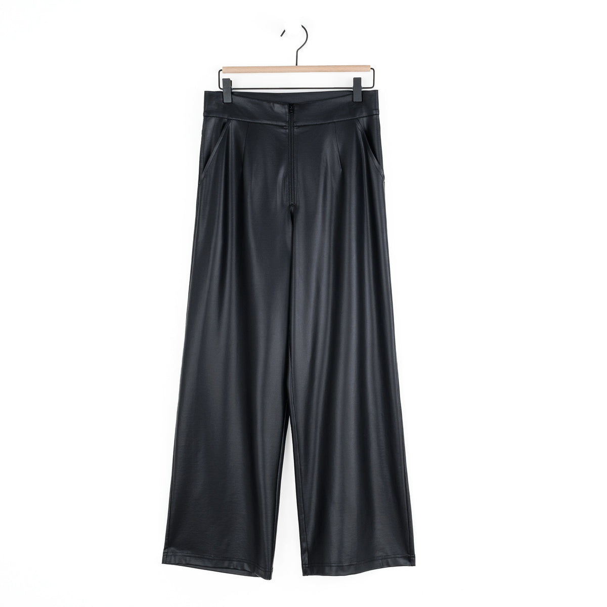 Liquid Leather™ - Sheen Zip Closure Loose Leg Pocket Pant - Black | Clara Sunwoo Popular