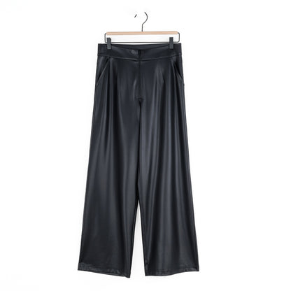 Liquid Leather™ - Sheen Zip Closure Loose Leg Pocket Pant - Black | Clara Sunwoo Popular