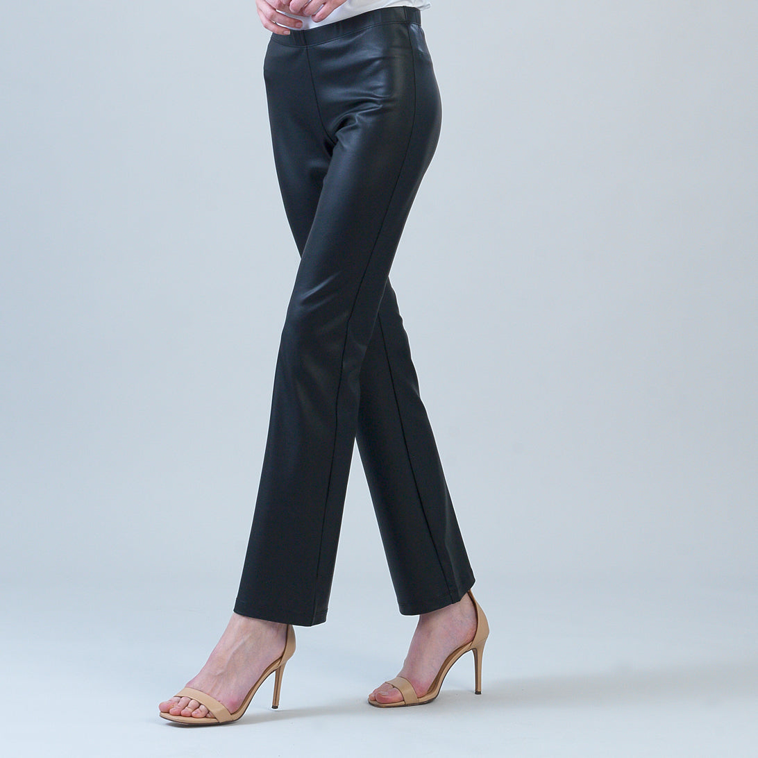 Liquid Leather - Sheen Boot Cut Pant - Black | Clara Sunwoo Essential