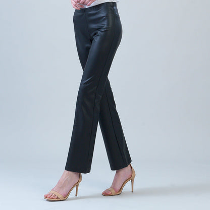 Liquid Leather - Sheen Boot Cut Pant - Black | Clara Sunwoo Essential