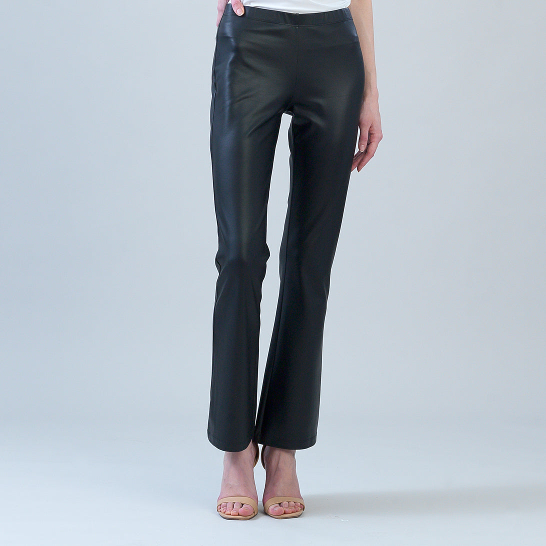 Liquid Leather - Sheen Boot Cut Pant - Black | Clara Sunwoo Essential