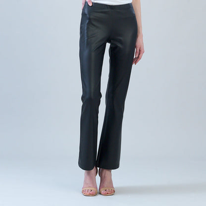 Liquid Leather - Sheen Boot Cut Pant - Black | Clara Sunwoo Essential