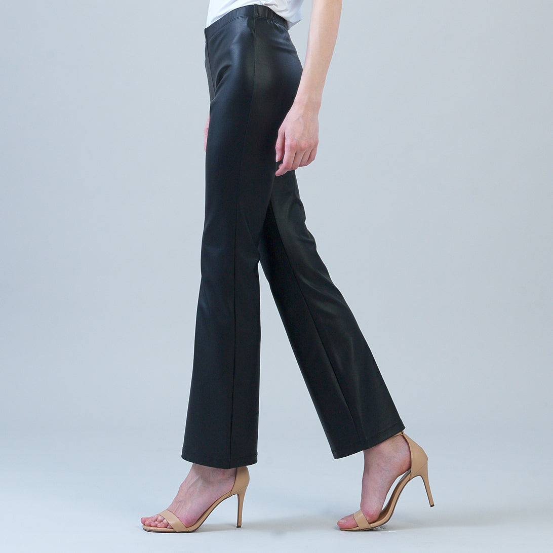 Liquid Leather - Sheen Boot Cut Pant - Black | Clara Sunwoo Essential