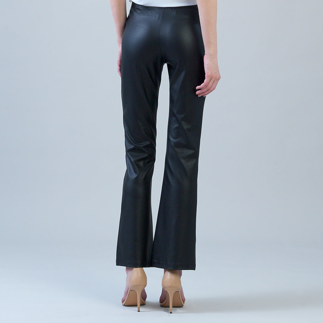 Liquid Leather - Sheen Boot Cut Pant - Black | Clara Sunwoo Essential