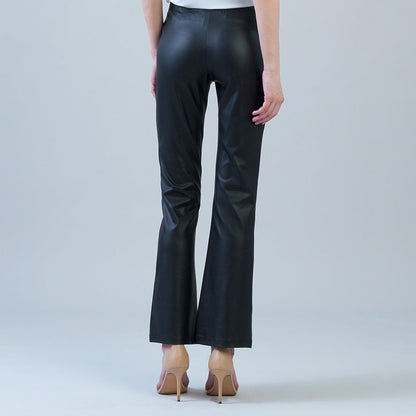Liquid Leather - Sheen Boot Cut Pant - Black | Clara Sunwoo Essential