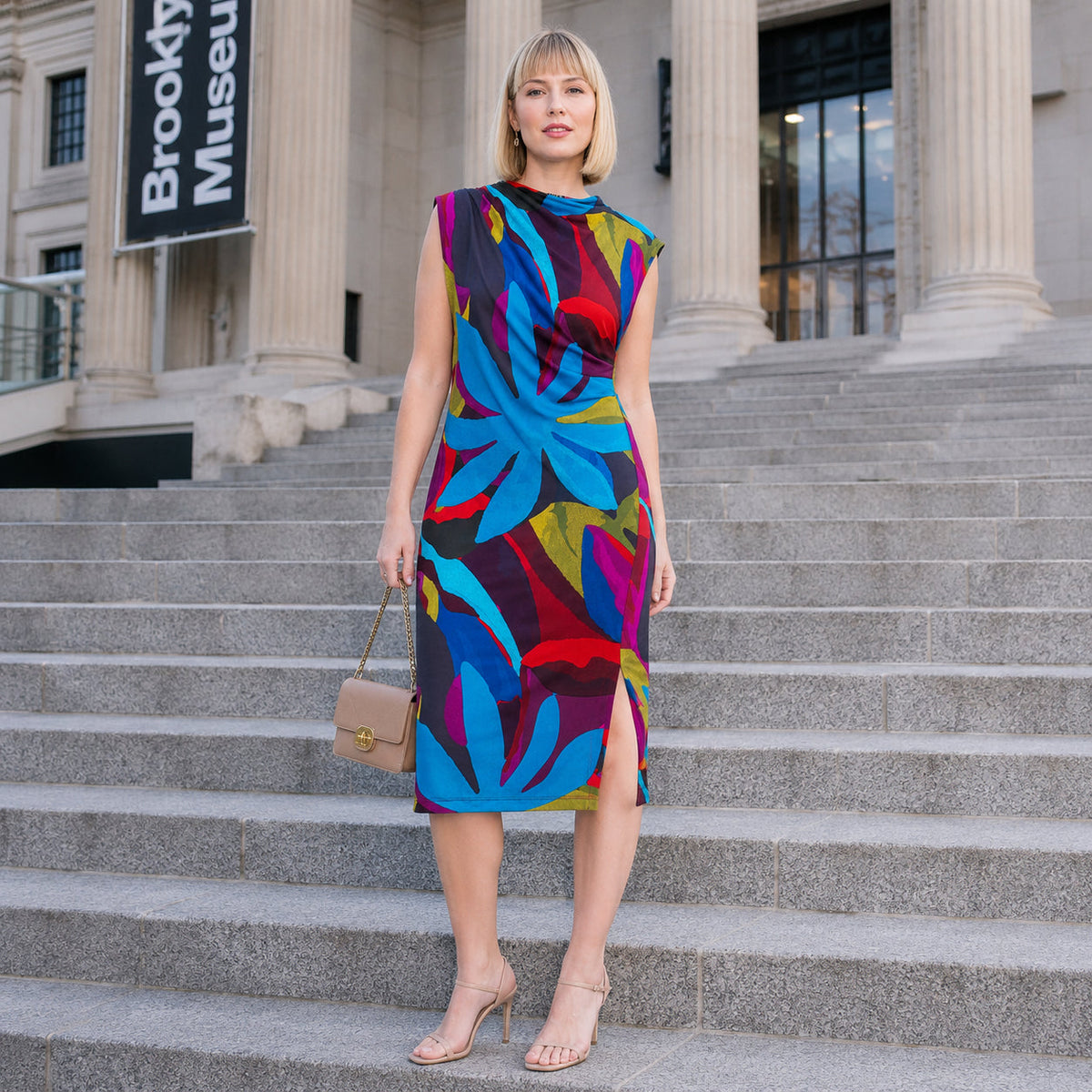 Signature Side Slit Midi Dress - Petal Burst | Clara Sunwoo Premium