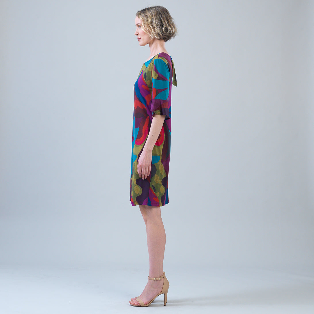 Tulip Cuff Back Tie Dress - Petal Burst | Clara Sunwoo Quality