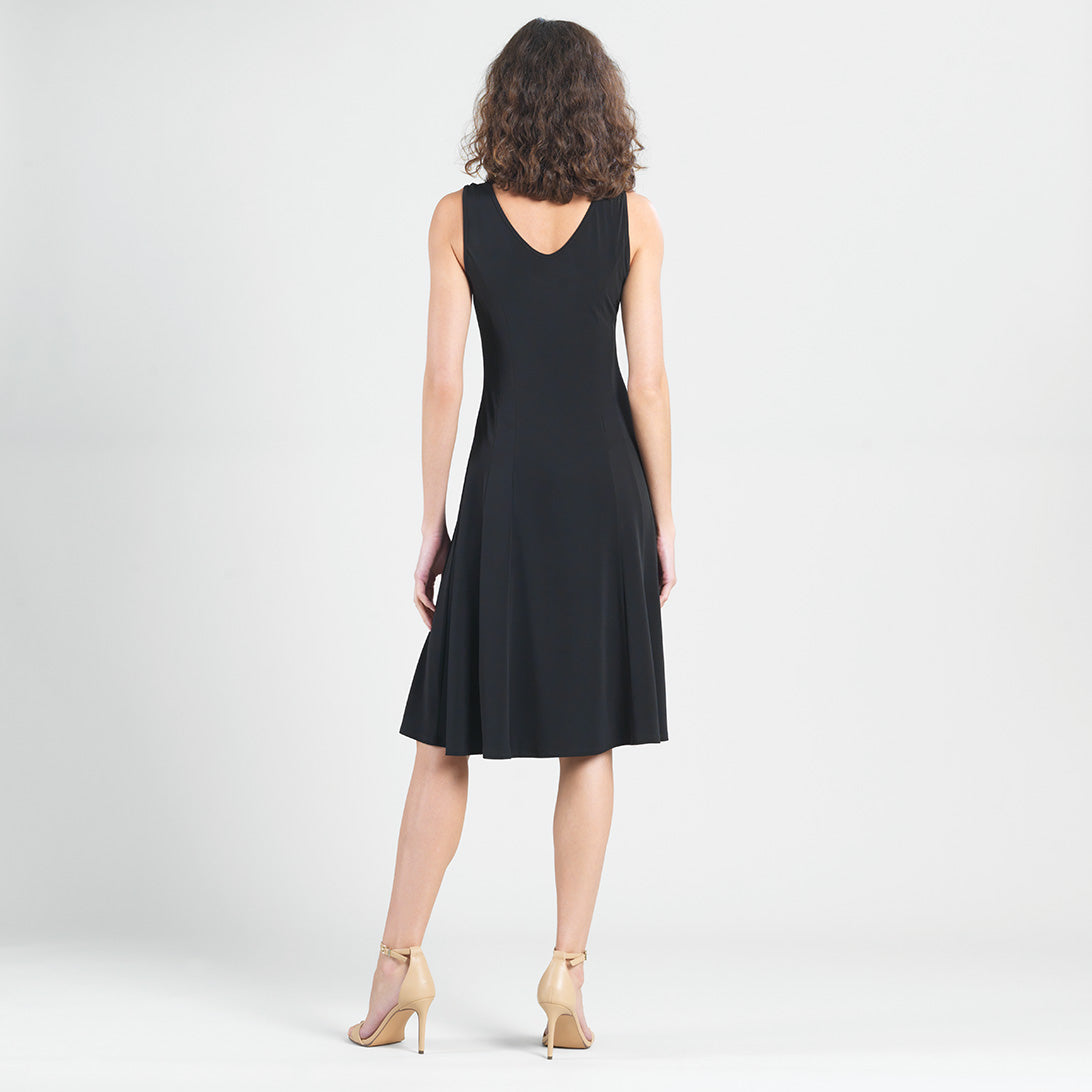 Sleeveless V-Neck Flared Dress - Black | Clara Sunwoo Smart Buy