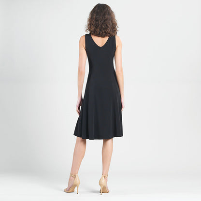 Sleeveless V-Neck Flared Dress - Black | Clara Sunwoo Smart Buy