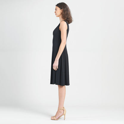 Sleeveless V-Neck Flared Dress - Black | Clara Sunwoo Smart Buy